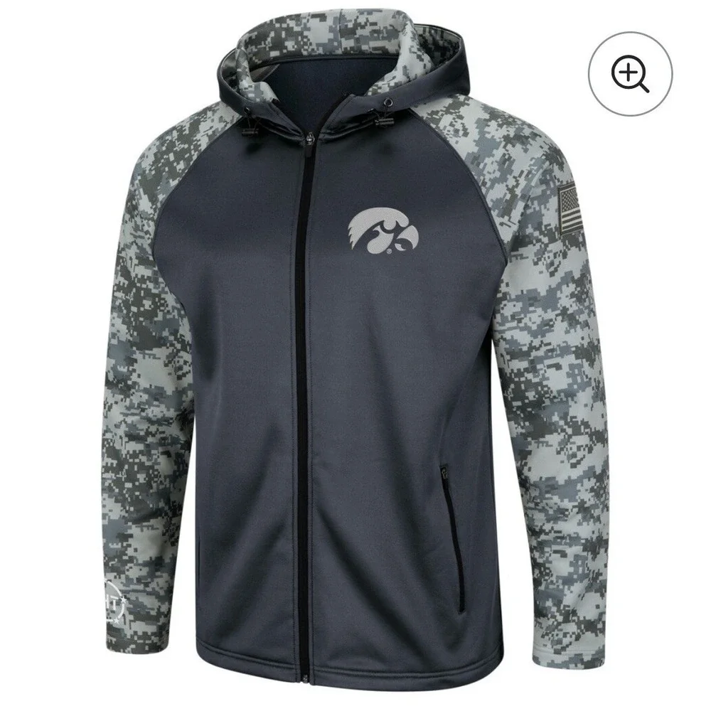 Iowa Hawkeyes Colosseum OHT Military Appreciation Camo Raglan Hoodie‎ Men's M